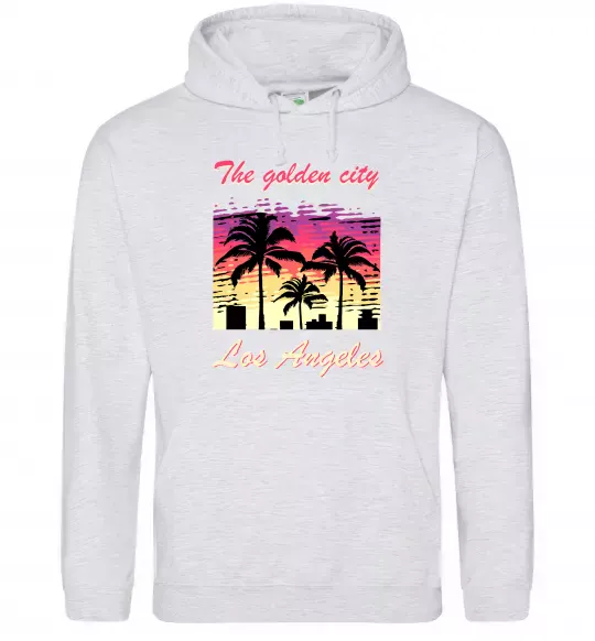 Мужская толстовка (худи) Los Angeles Golden City Серый меланж фото