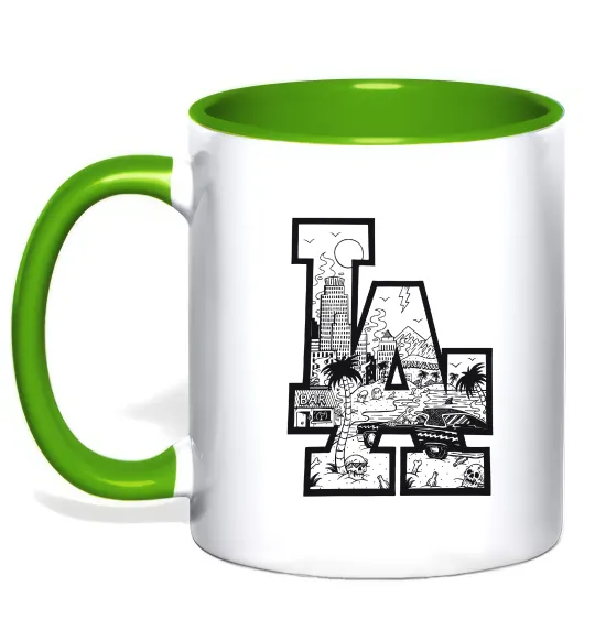 Чашка з кольоровою ручкою LA darkside Лаймовий фото