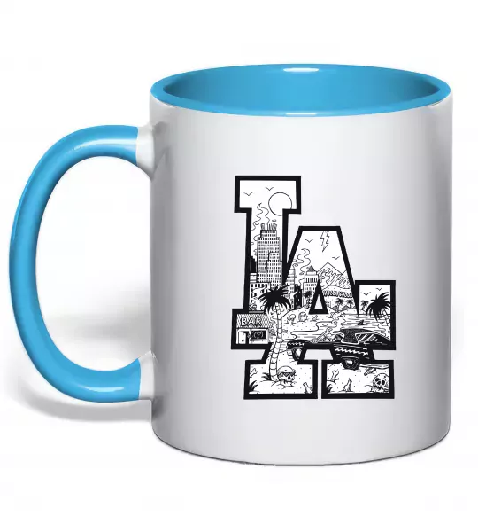 Чашка с цветной ручкой LA darkside Голубой фото