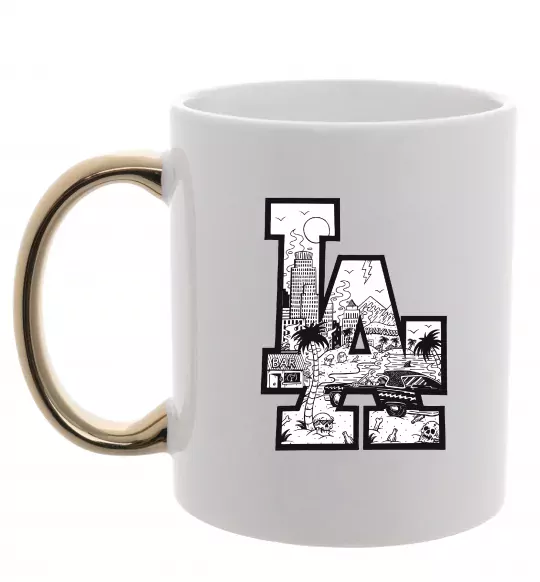 Чашка с цветной ручкой LA darkside Золото фото