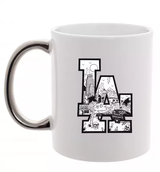 Чашка с цветной ручкой LA darkside Серебро фото