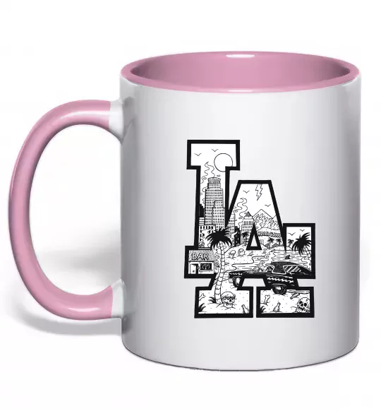 Чашка с цветной ручкой LA darkside Нежно розовый фото