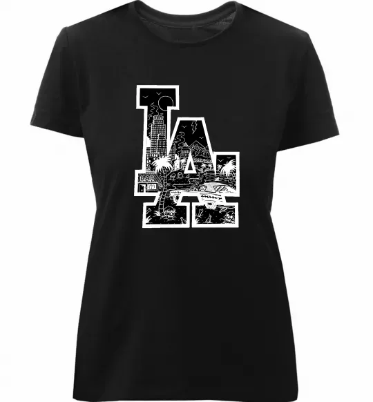 Женская премиум футболка LA darkside Черный фото