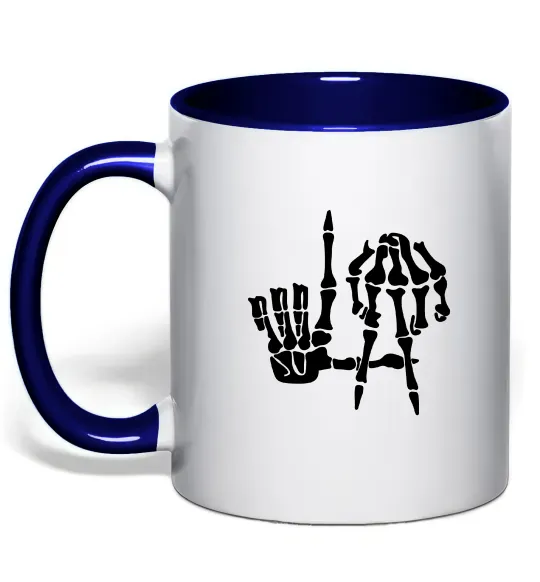 Чашка с цветной ручкой LA Bones Глубокий темно-синий фото