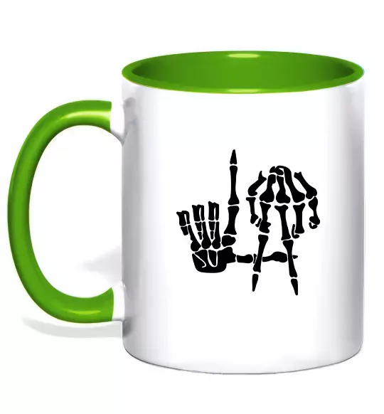 Чашка с цветной ручкой LA Bones Зеленый фото