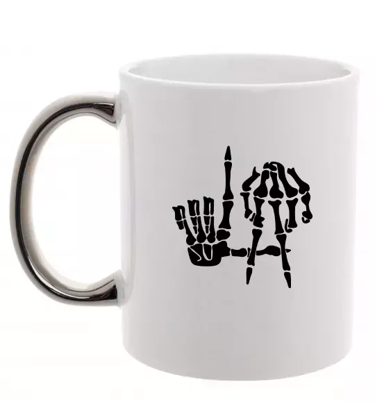 Чашка с цветной ручкой LA Bones Серебро фото