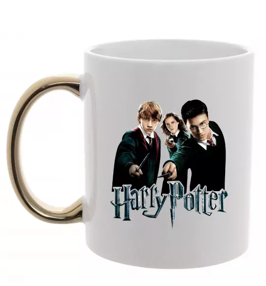 Чашка с цветной ручкой Гарі Герміона та Рон Золото фото