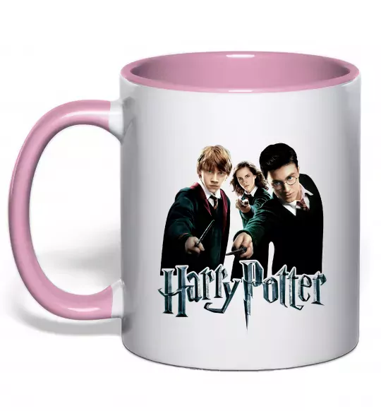 Чашка с цветной ручкой Гарі Герміона та Рон Нежно розовый фото