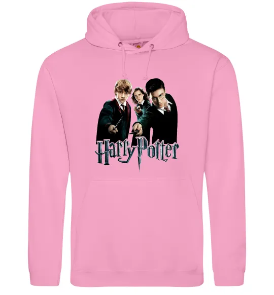 Чоловіча толстовка (худі) Гарі Герміона та Рон Рожевий фото
