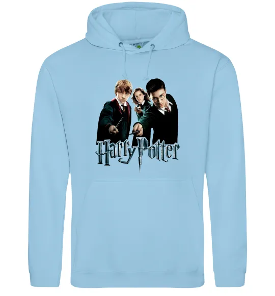Чоловіча толстовка (худі) Гарі Герміона та Рон Блакитний фото