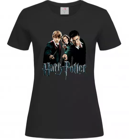 Женская футболка Гарі Герміона та Рон Черный фото