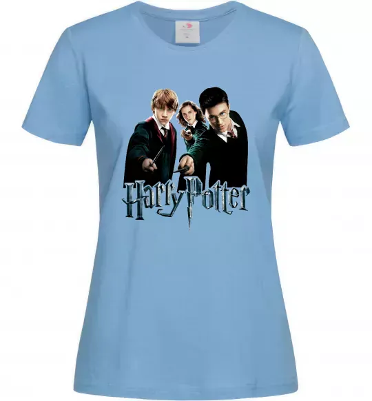 Женская футболка Гарі Герміона та Рон Голубой фото
