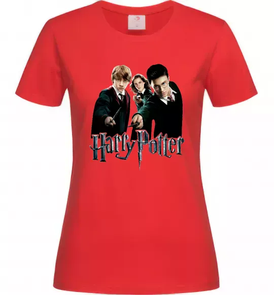 Женская футболка Гарі Герміона та Рон Красный фото