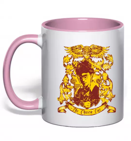 Чашка с цветной ручкой The chosen one Potter Нежно розовый фото