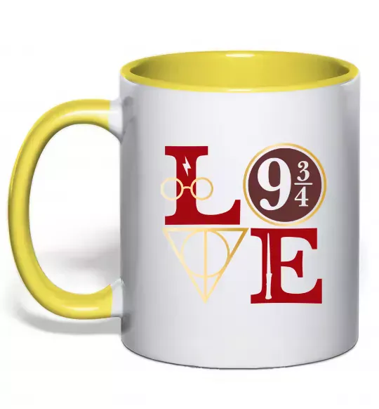 Чашка с цветной ручкой Love HP Солнечно желтый фото