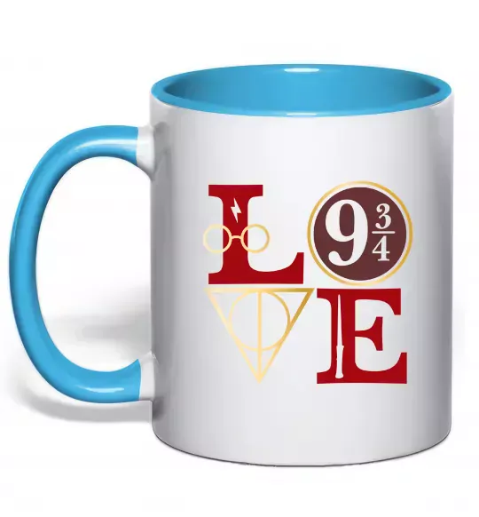 Чашка с цветной ручкой Love HP Голубой фото