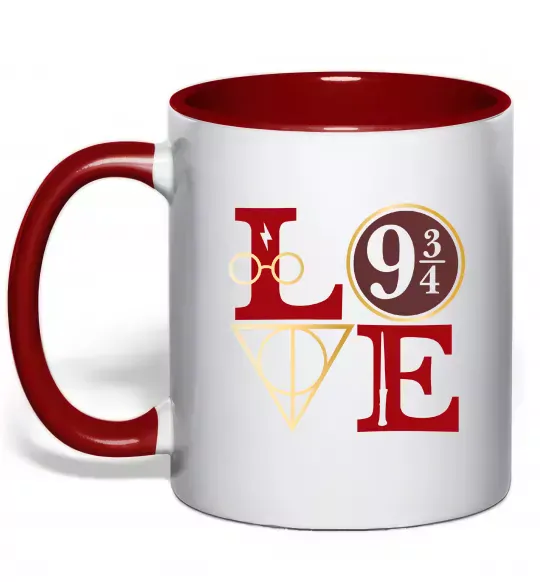 Чашка с цветной ручкой Love HP Красный фото