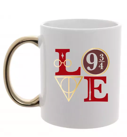 Чашка с цветной ручкой Love HP Золото фото