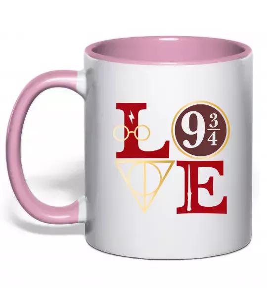 Чашка с цветной ручкой Love HP Нежно розовый фото