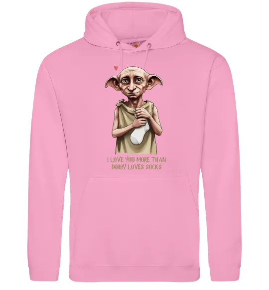 Чоловіча толстовка (худі) Love you more than Dobby loves socks Рожевий фото