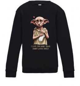 Детский Свитшот Love you more than Dobby loves socks Детский Свитшот Love you more than Dobby loves socks