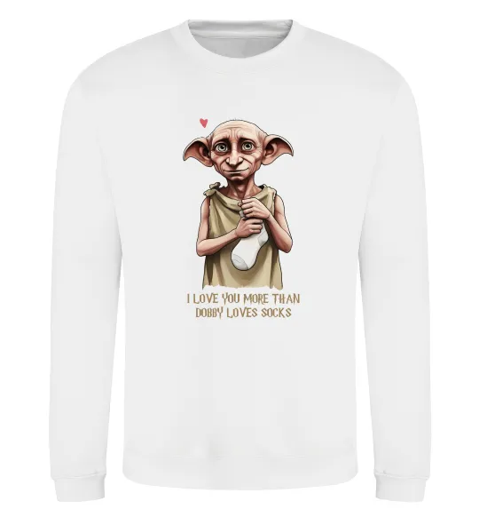 Свитшот Love you more than Dobby loves socks Белый фото