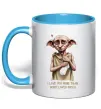 Чашка с цветной ручкой Love you more than Dobby loves socks Голубой фото