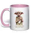Чашка с цветной ручкой Love you more than Dobby loves socks Нежно розовый фото