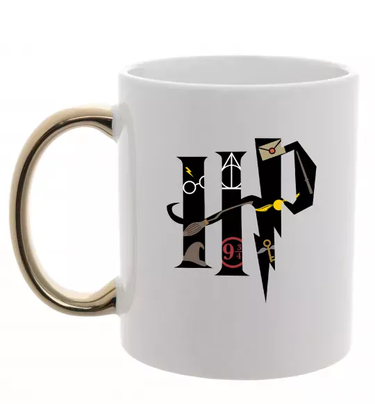Чашка с цветной ручкой HP - Гарі Поттер Золото фото