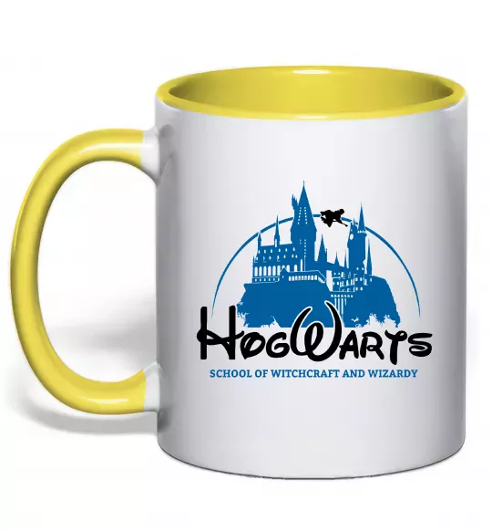 Чашка с цветной ручкой HogWarts Солнечно желтый фото
