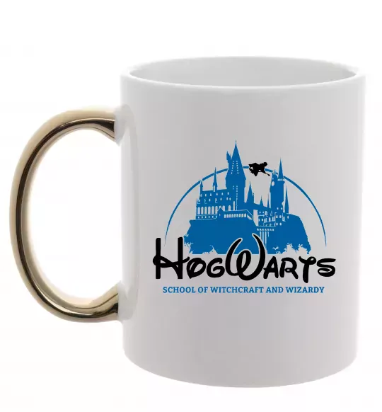 Чашка с цветной ручкой HogWarts Золото фото