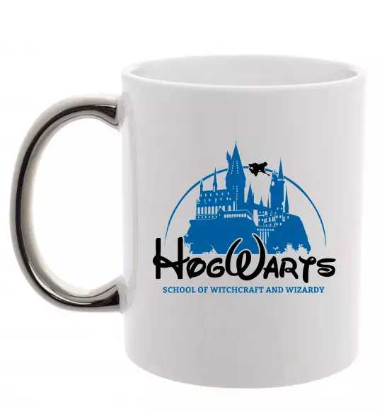 Чашка с цветной ручкой HogWarts Серебро фото