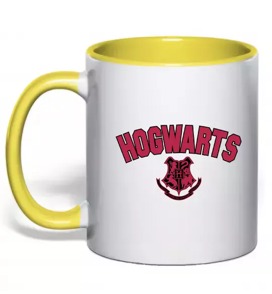 Чашка с цветной ручкой Hogwarts Logo Солнечно желтый фото