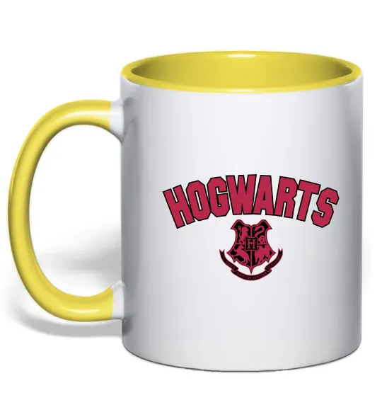 Чашка с цветной ручкой Hogwarts Logo Лимонный фото