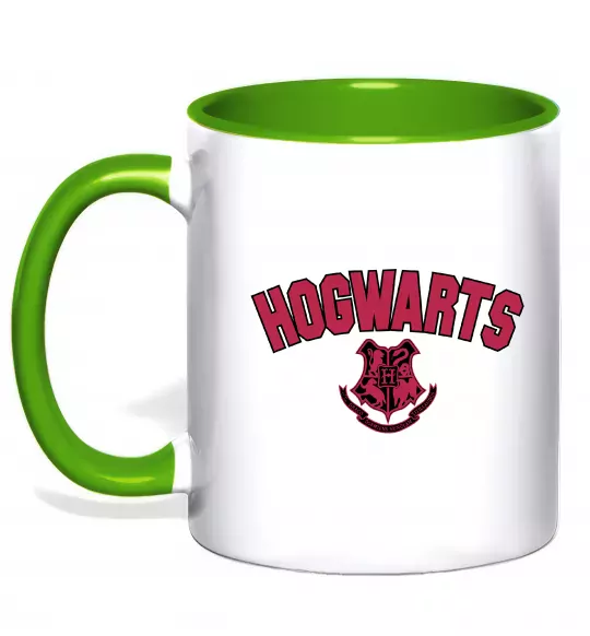 Чашка с цветной ручкой Hogwarts Logo Зеленый фото
