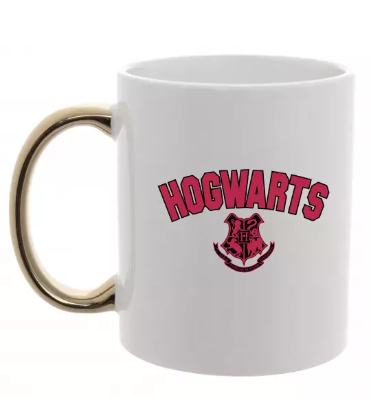 Чашка с цветной ручкой Hogwarts Logo Золото фото
