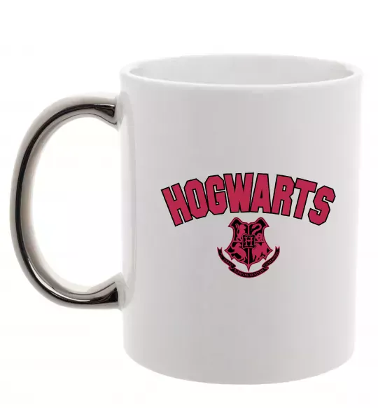 Чашка с цветной ручкой Hogwarts Logo Серебро фото
