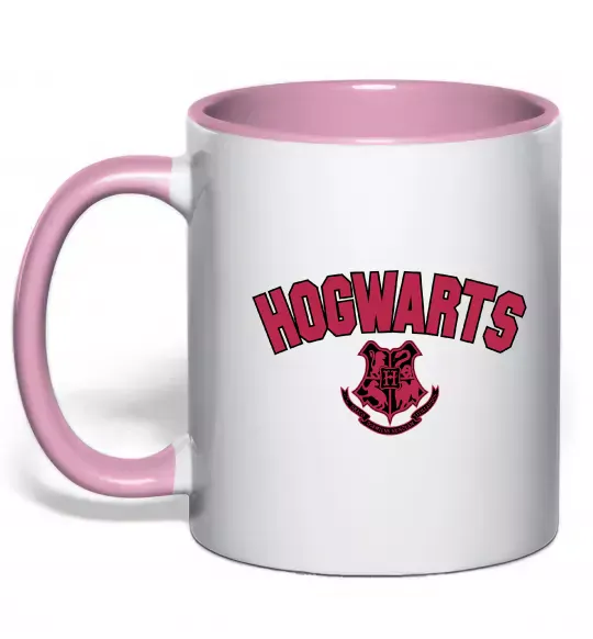 Чашка с цветной ручкой Hogwarts Logo Нежно розовый фото