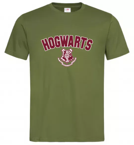 Мужская футболка Hogwarts Logo Оливковый фото