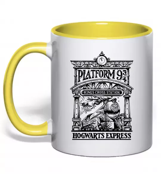 Чашка с цветной ручкой Hogwarts Express Солнечно желтый фото