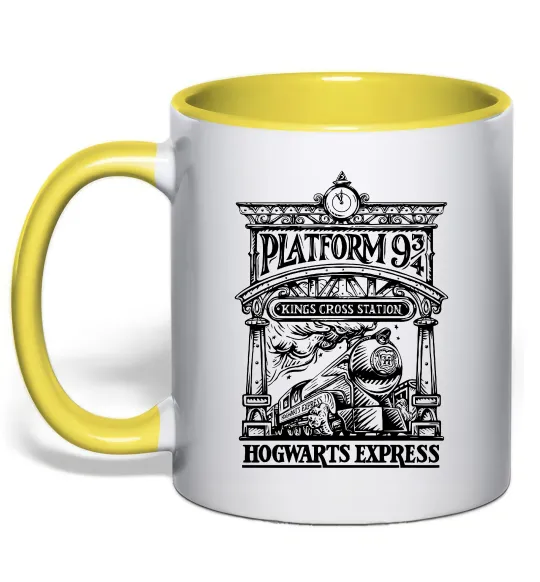 Чашка з кольоровою ручкою Hogwarts Express Лимонний фото