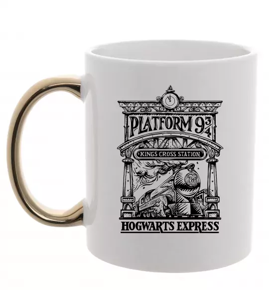 Чашка с цветной ручкой Hogwarts Express Золото фото