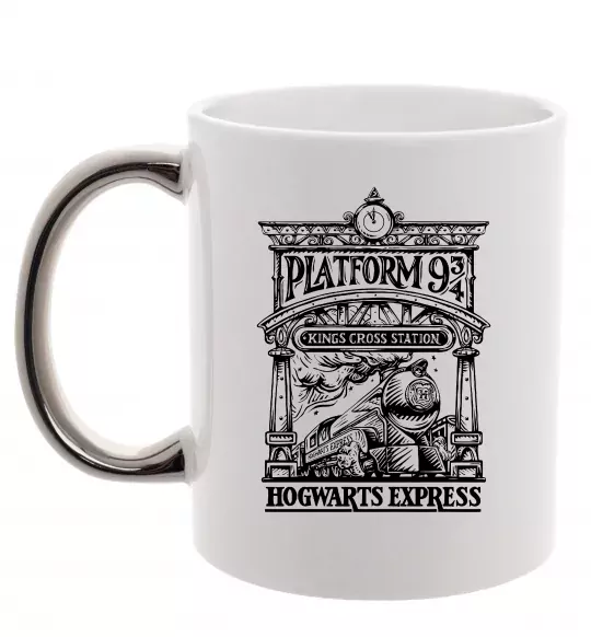 Чашка с цветной ручкой Hogwarts Express Серебро фото