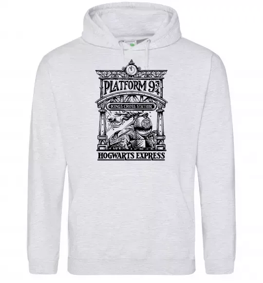 Мужская толстовка (худи) Hogwarts Express Серый меланж фото