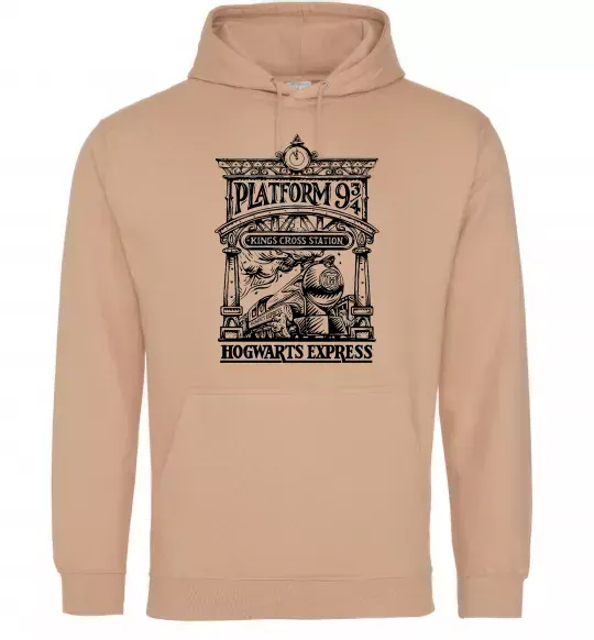 Мужская толстовка (худи) Hogwarts Express Песочный фото