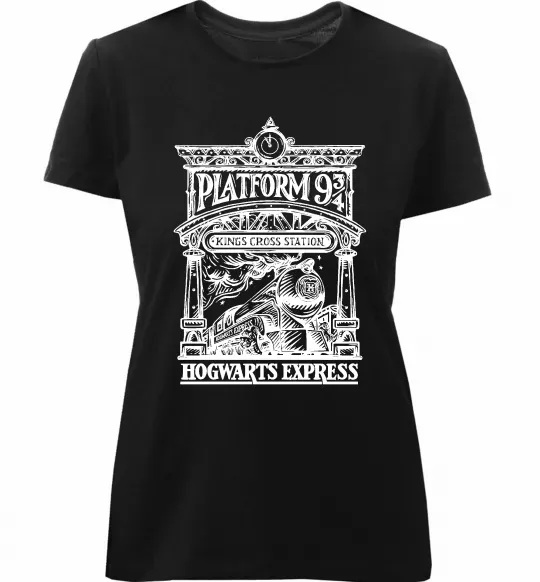 Женская премиум футболка Hogwarts Express Черный фото