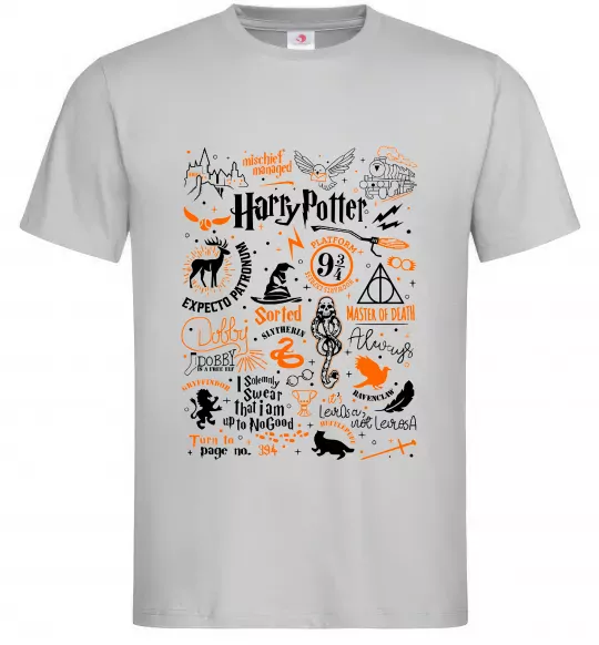 Мужская футболка Harry Potter символи Серый фото
