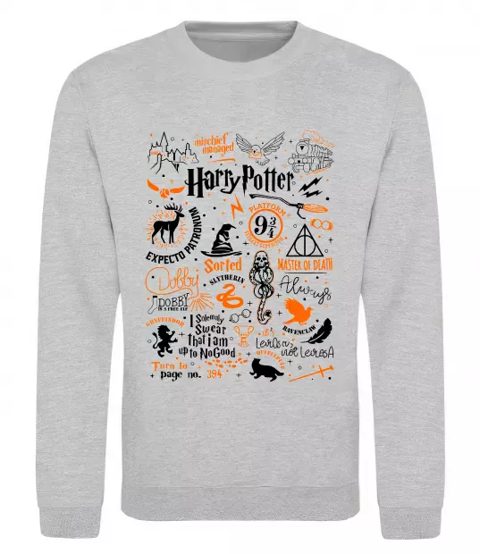 Свитшот Harry Potter символи Серый меланж фото