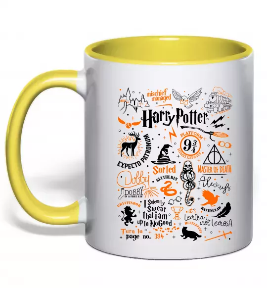 Чашка с цветной ручкой Harry Potter символи Солнечно желтый фото
