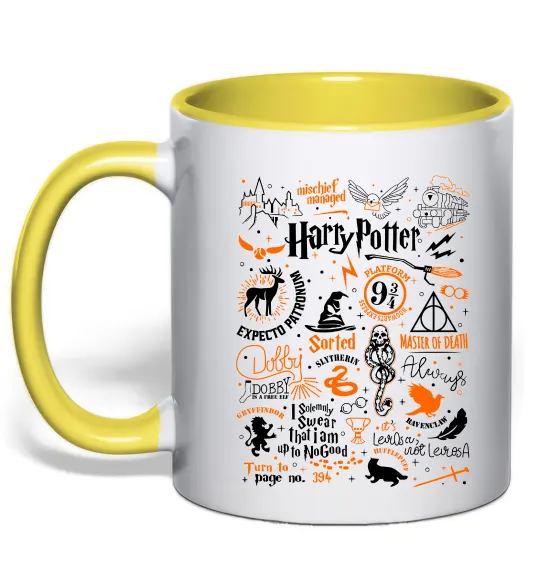 Чашка з кольоровою ручкою Harry Potter символи Лимонний фото